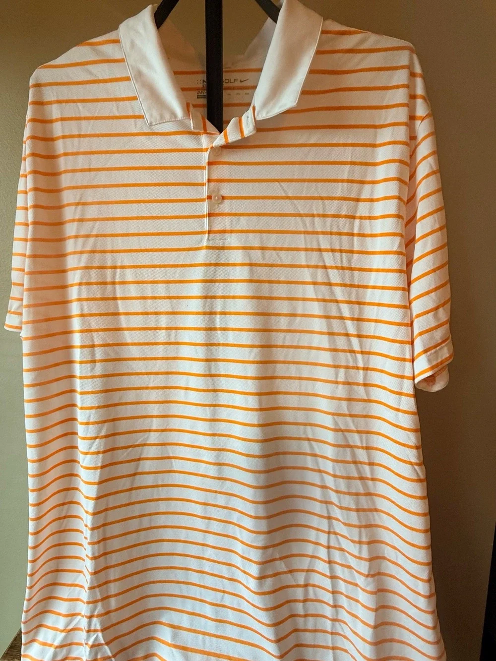 Men's Nike White Polo with Orange Stripes XXL